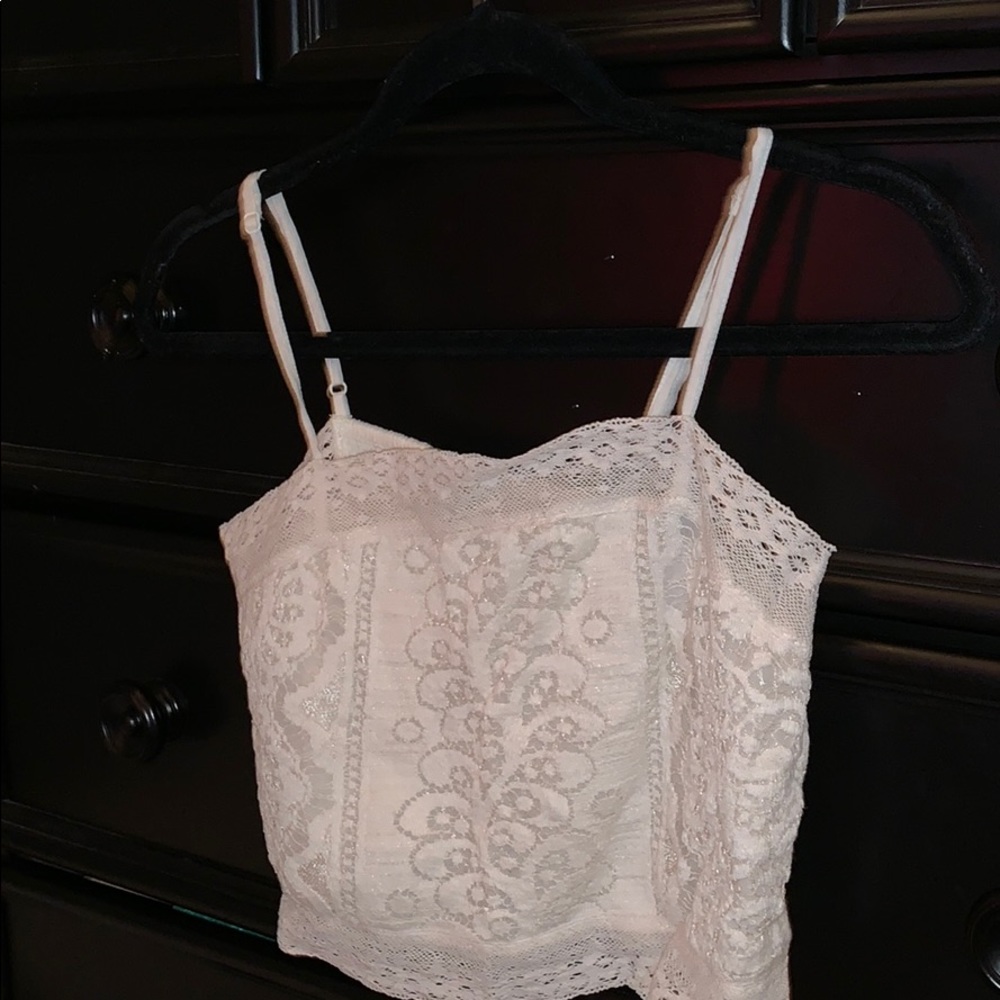 laced cropped tank top